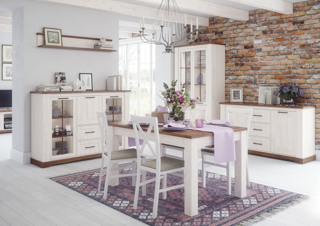 VESKOR Möbel für Wohnzimmer im provenzalischen Stil aus weißem Holz