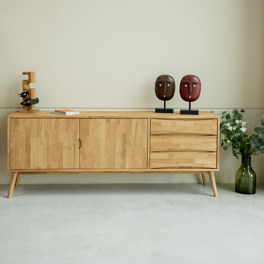 VESKOR Sideboard Malmo Massivholz Eiche Modernes nordisches Möbel