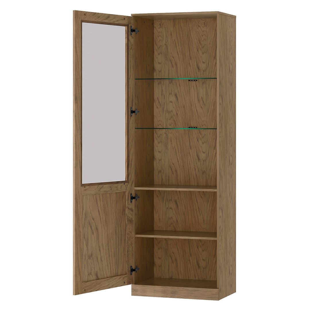 Rustikale geölte Eichenvitrine COZY 10, 65×198×42 cm | VESKOR