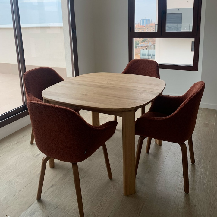 Ausziehbarer runder Esstisch Eiche massiv Victoria | VESKOR