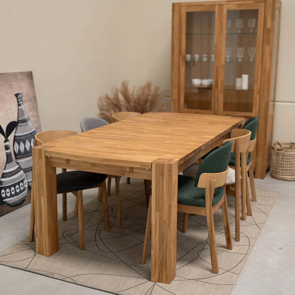 VESKOR Rechteckiger ausziehbarer Esstisch Balder Massivholz Eiche Modern Nordische Möbel Mobel.Store