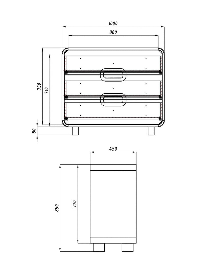 VESKOR Maße Kommode Deo Massivholz Eiche, modernes nordisches Möbel