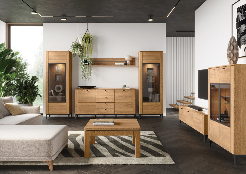 VESKOR Wohnzimmer aus massivem Eichenholz, modernes nordisches Möbel, Kollektion Oporto