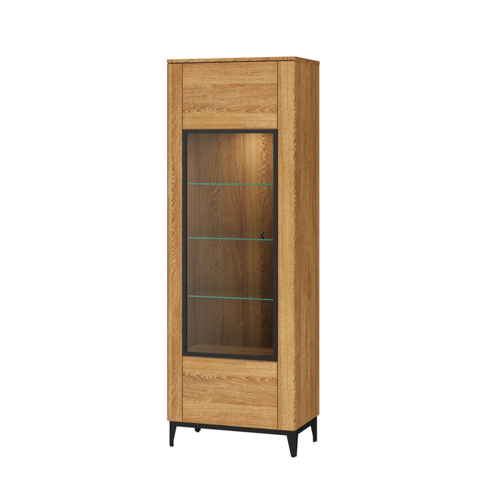 VESKOR Vitrine aus massivem Eichenholz, modernes nordisches Möbel, Kollektion Oporto