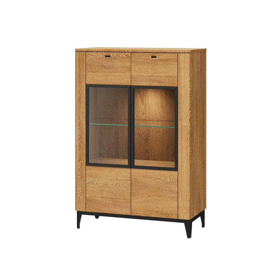 VESKOR Vitrine aus massivem Eichenholz, modernes nordisches Möbel, Kollektion Oporto