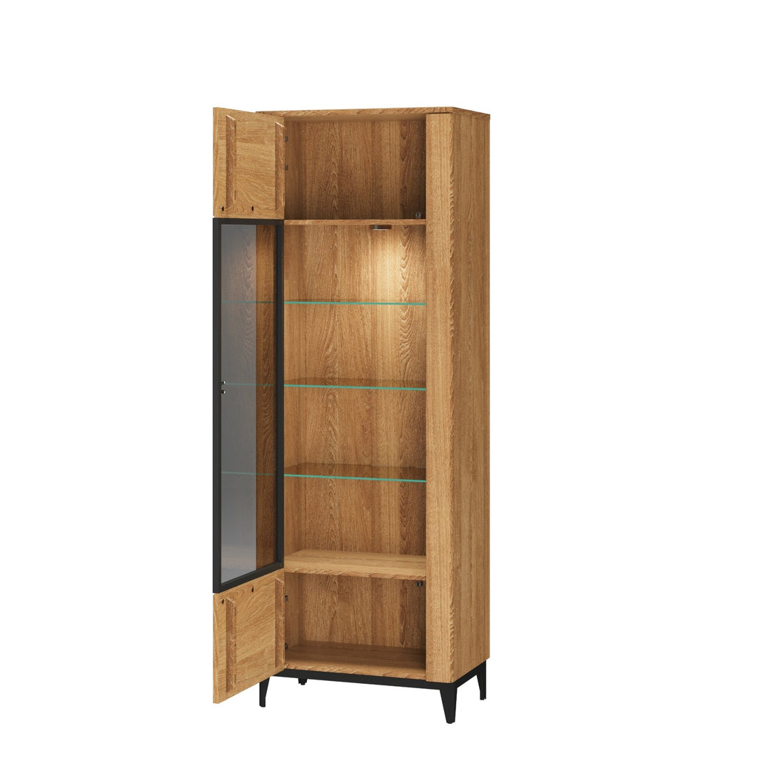 VESKOR Vitrine aus massivem Eichenholz, modernes nordisches Möbel, Kollektion Oporto
