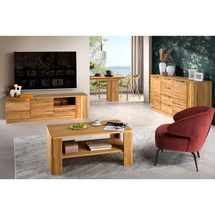 Honig-Eiche Vitrine LONDON 15, 98×161×43 cm | VESKOR