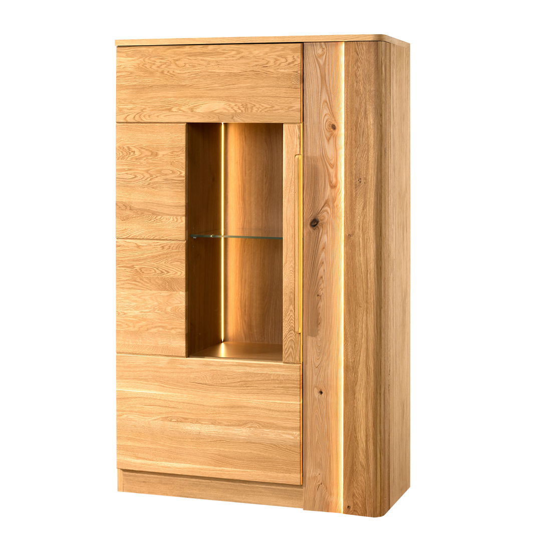 Honig-Eiche Vitrine LONDON 15, 98×161×43 cm | VESKOR