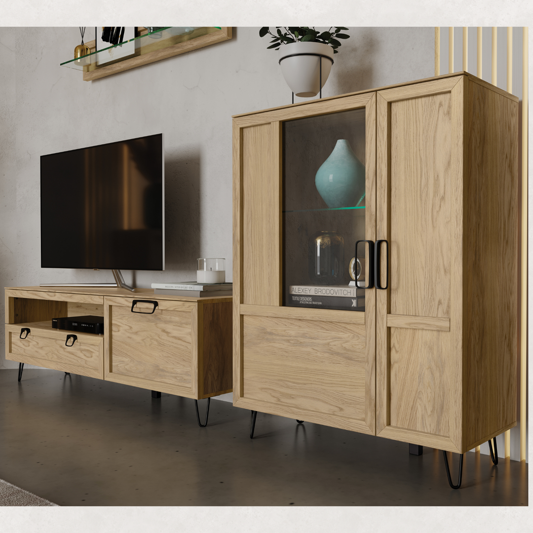 Eichenholz-TV-Ständer LIMBO 25, 160×42×53 cm | VESKOR