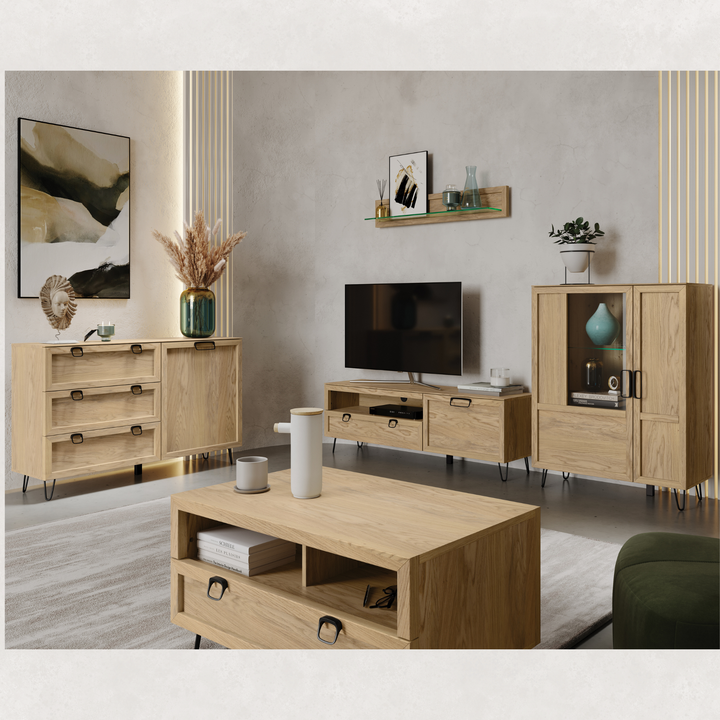 Eichenholz-Vitrine LIMBO 10, 65×42×200 cm | VESKOR