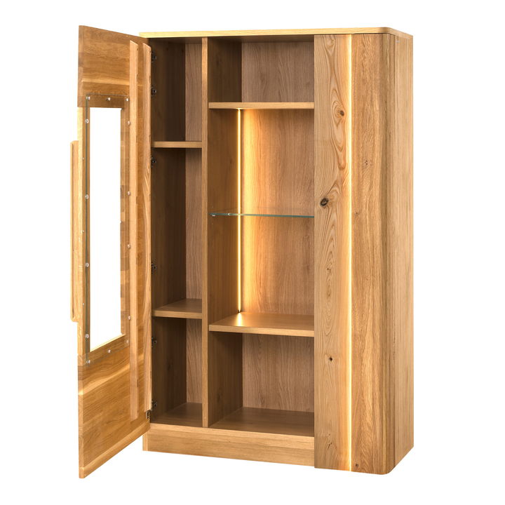 Honig-Eiche Vitrine LONDON 15, 98×161×43 cm | VESKOR
