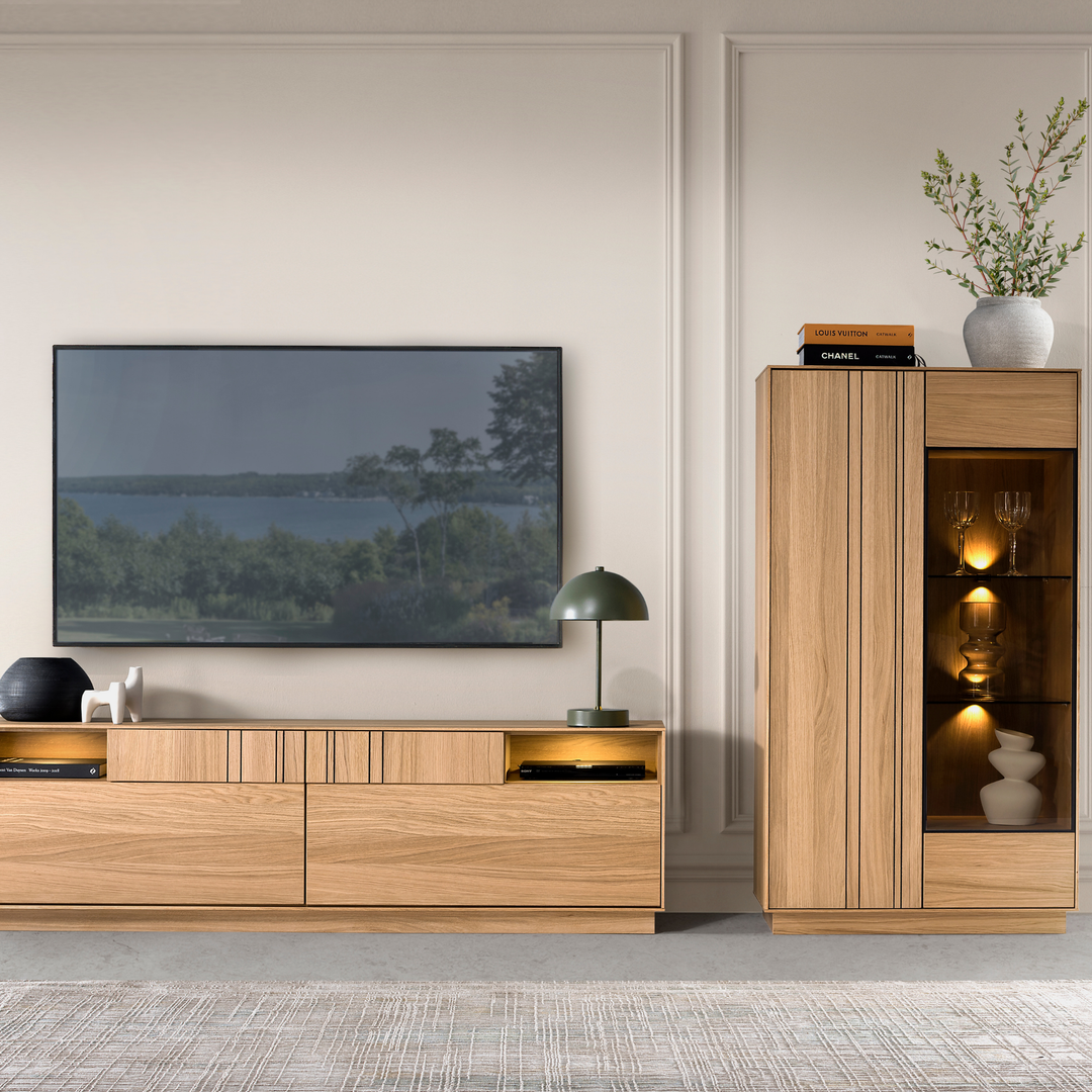 Honig-Eiche Vitrine JOIN 15, 80×40×144 cm | VESKOR