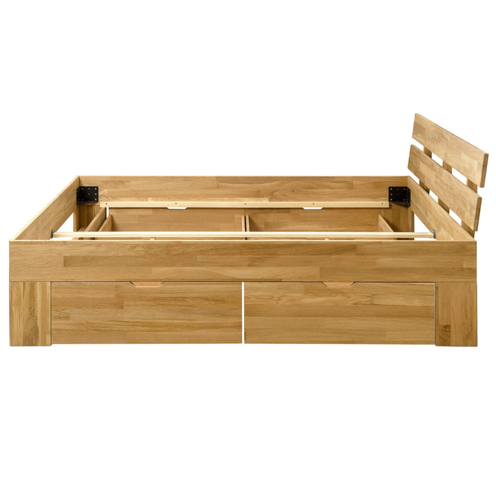 Bett aus massiver Eiche mit Stauraum UPPSALA | VESKOR