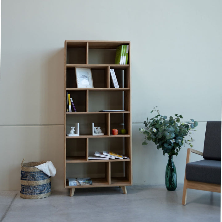 Massivholz-Bücherregal SWEDEN 1, 80 x 42 x 180 cm | VESKOR