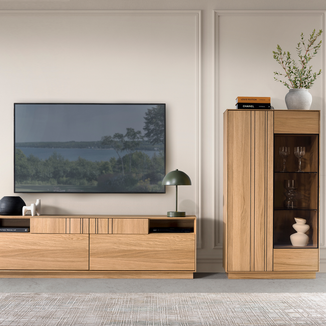 Honig-Eiche Vitrine JOIN 15, 80×40×144 cm | VESKOR