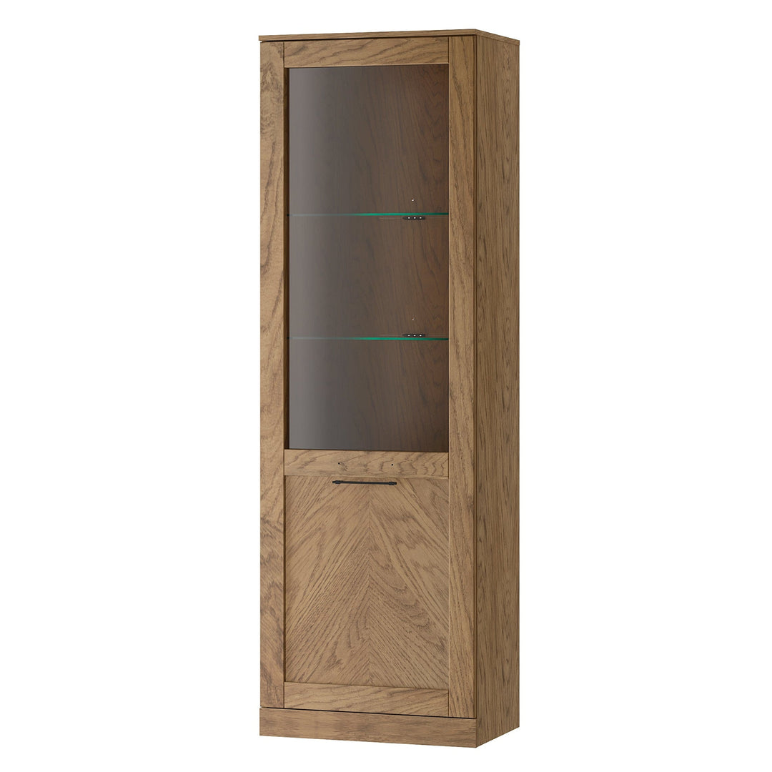 Rustikale geölte Eichenvitrine COZY 10, 65×198×42 cm | VESKOR