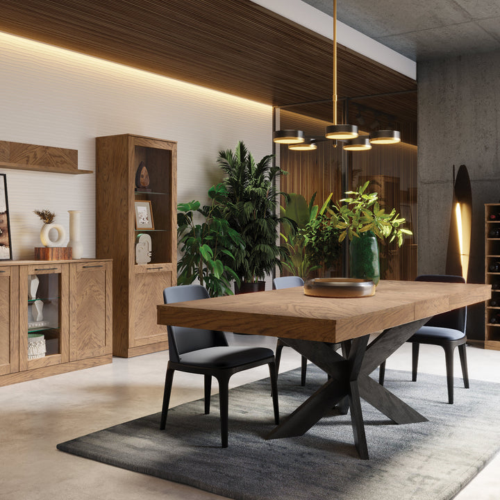 Rustikale geölte Eichenvitrine COZY 10, 65×198×42 cm | VESKOR