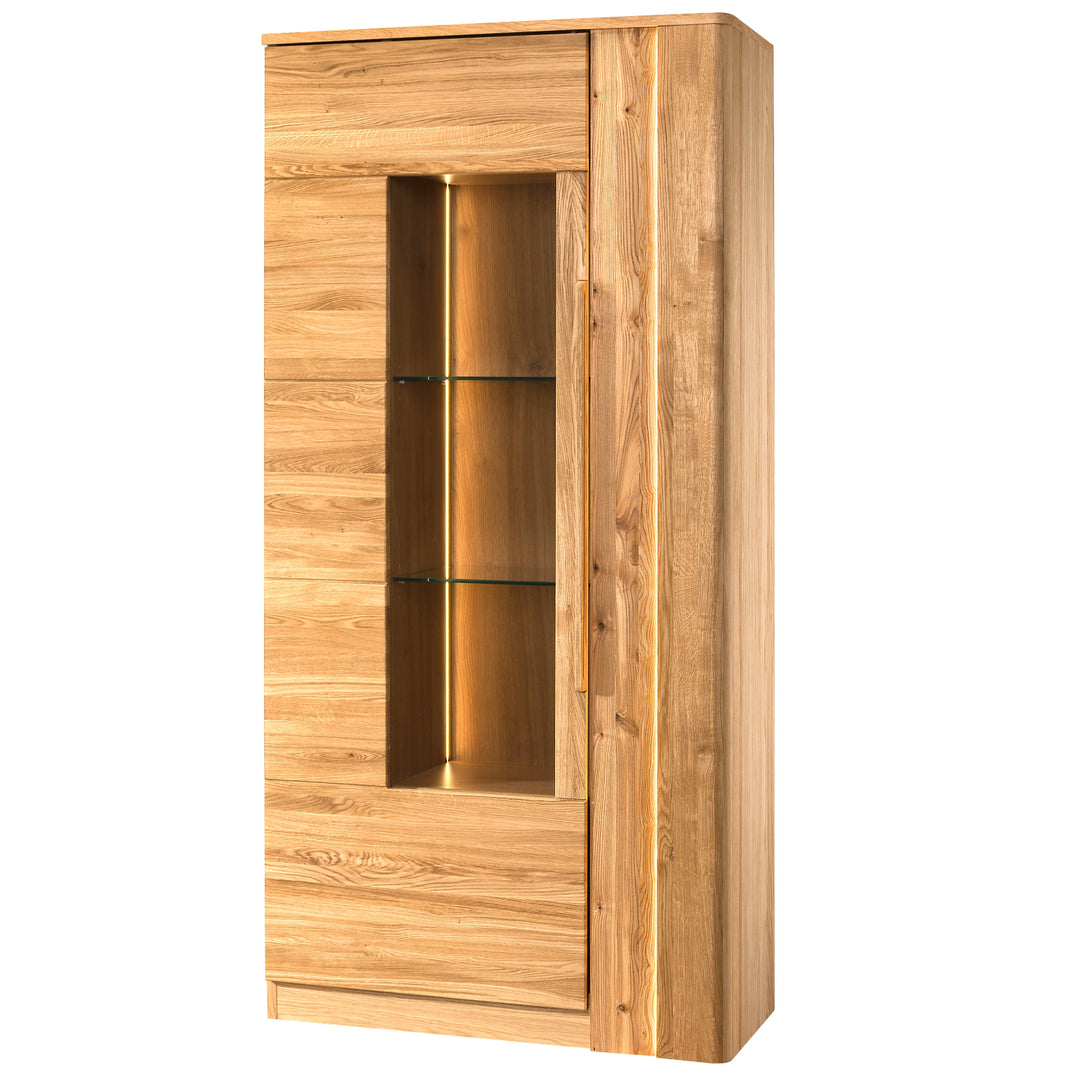 Honig-Eiche Vitrine LONDON 12, 98×202×43 cm | VESKOR