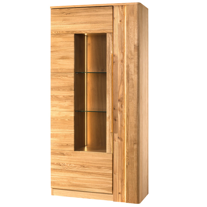 Honig-Eiche Vitrine LONDON 12, 98×202×43 cm | VESKOR