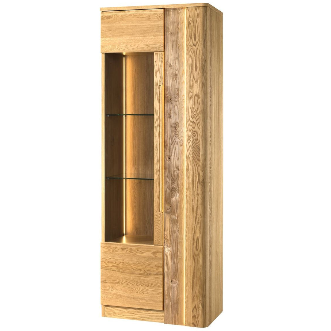 Honig-Eiche Vitrine LONDON 10, 72×202×43 cm | VESKOR