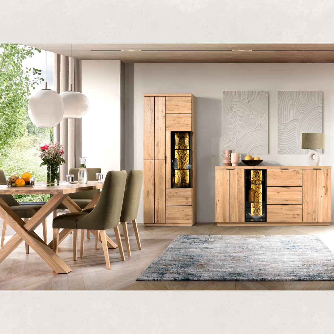 Mandelholz-Vitrine NAPOLI, 75×42×205 cm | VESKOR