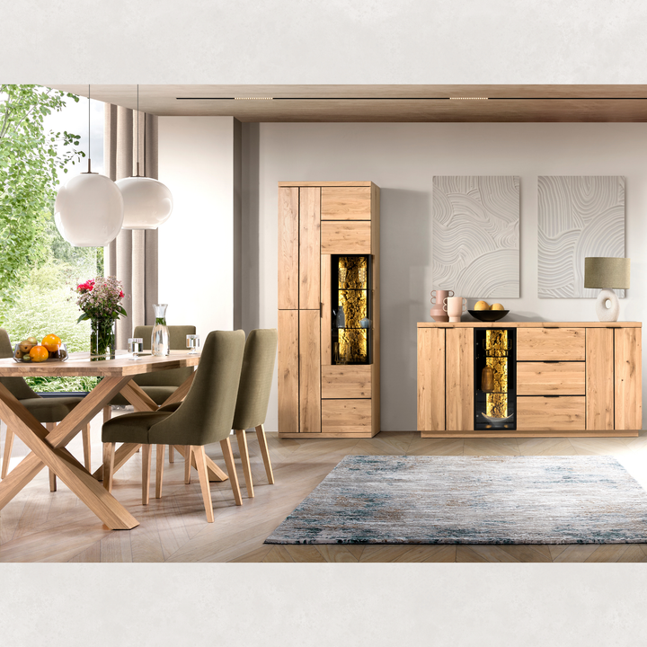 Mandelholz-Vitrine NAPOLI, 75×42×205 cm | VESKOR