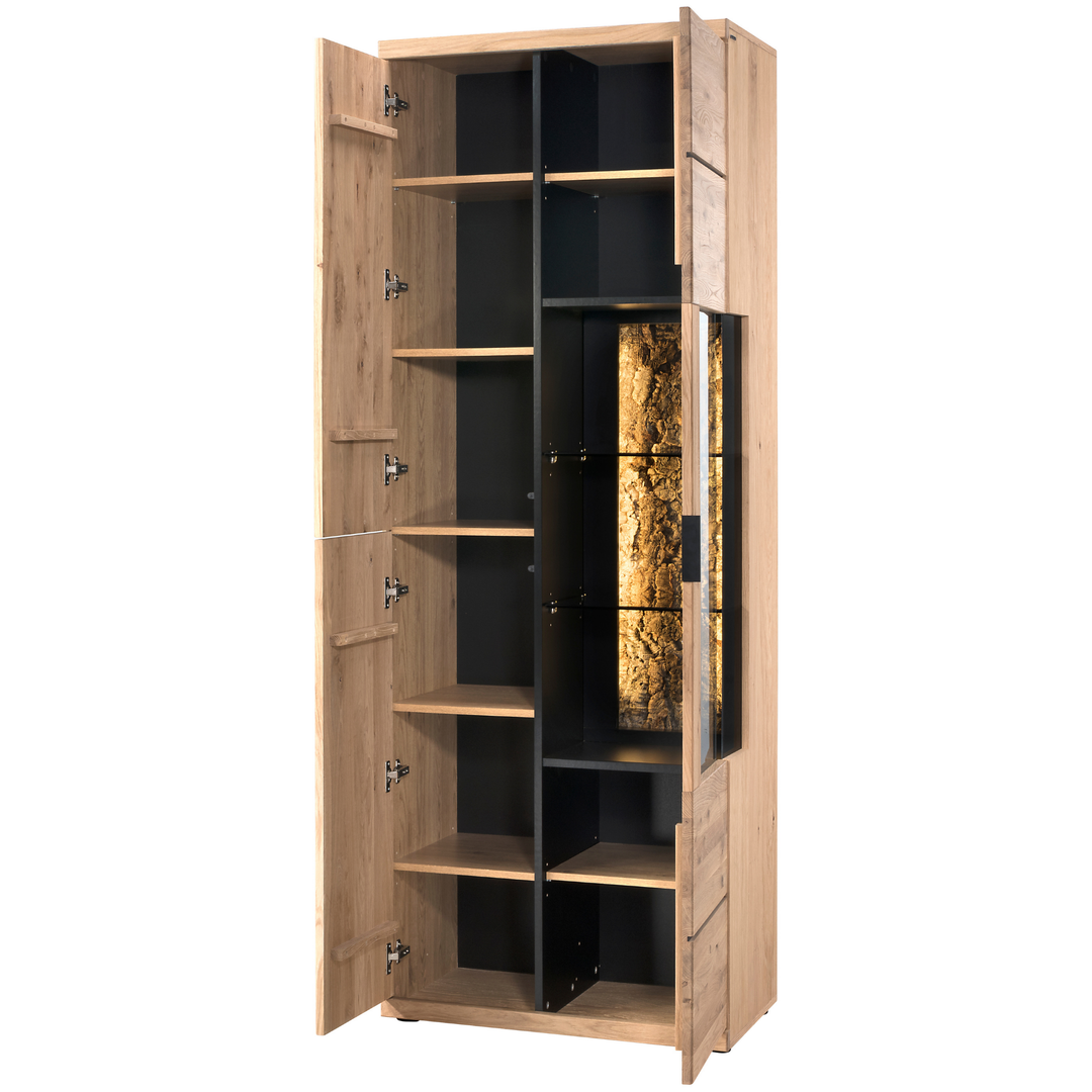 Mandelholz-Vitrine NAPOLI, 75×42×205 cm | VESKOR