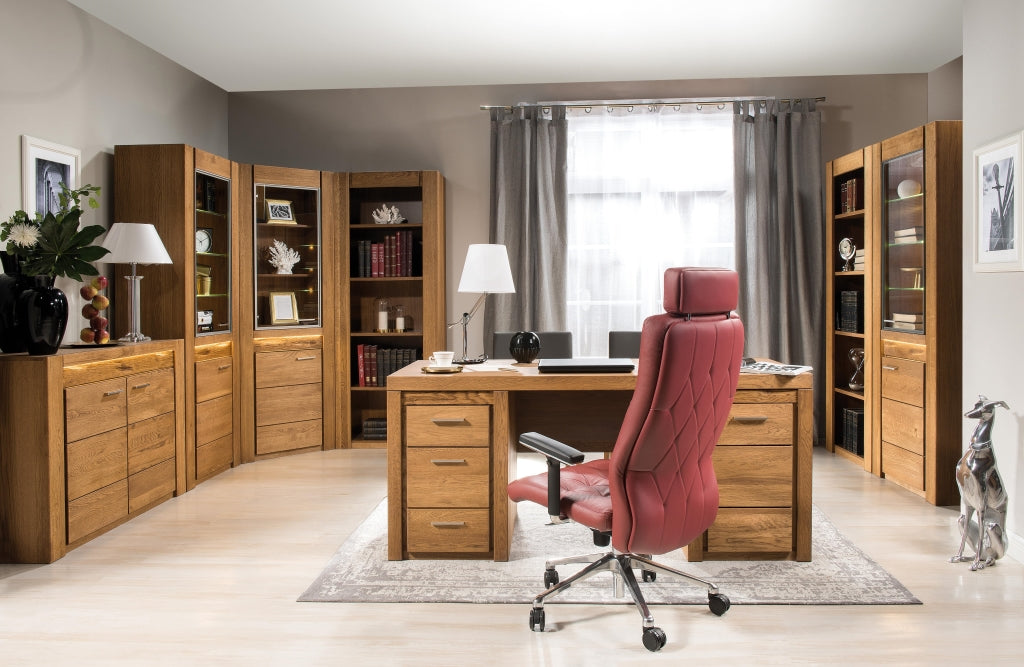VESKOR Büromöbel aus massiver Eiche aus der Velvet-Kollektion. Nordische Möbel mit modernem Design. 