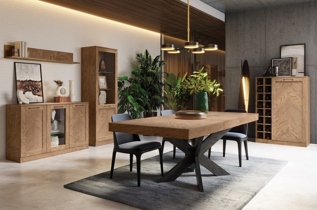 Rustikale geölte Eichenvitrine COZY 12, 95×200×42 cm | VESKOR