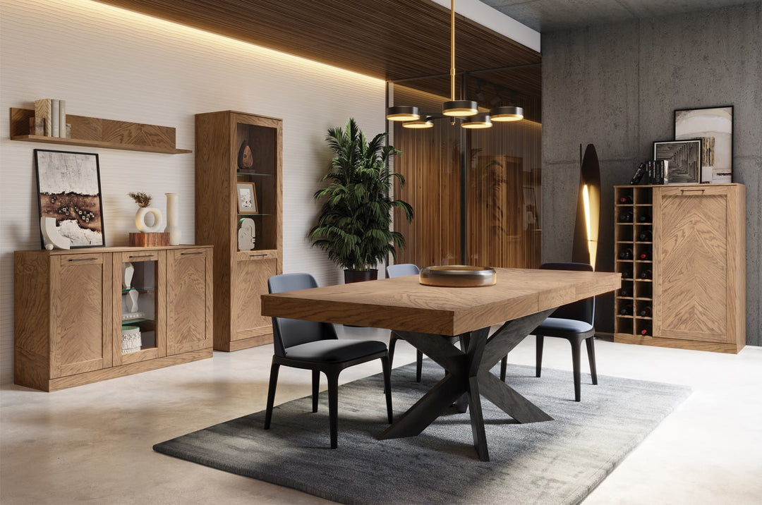 Ausziehbarer Esstisch aus geölter, rustikaler Eiche COZY 39, 160-210x95×79 cm | VESKOR