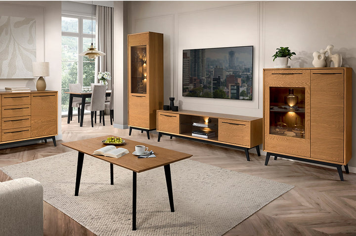 Honig-Eiche Vitrine LAZURE 10, 60×42×195 cm | VESKOR