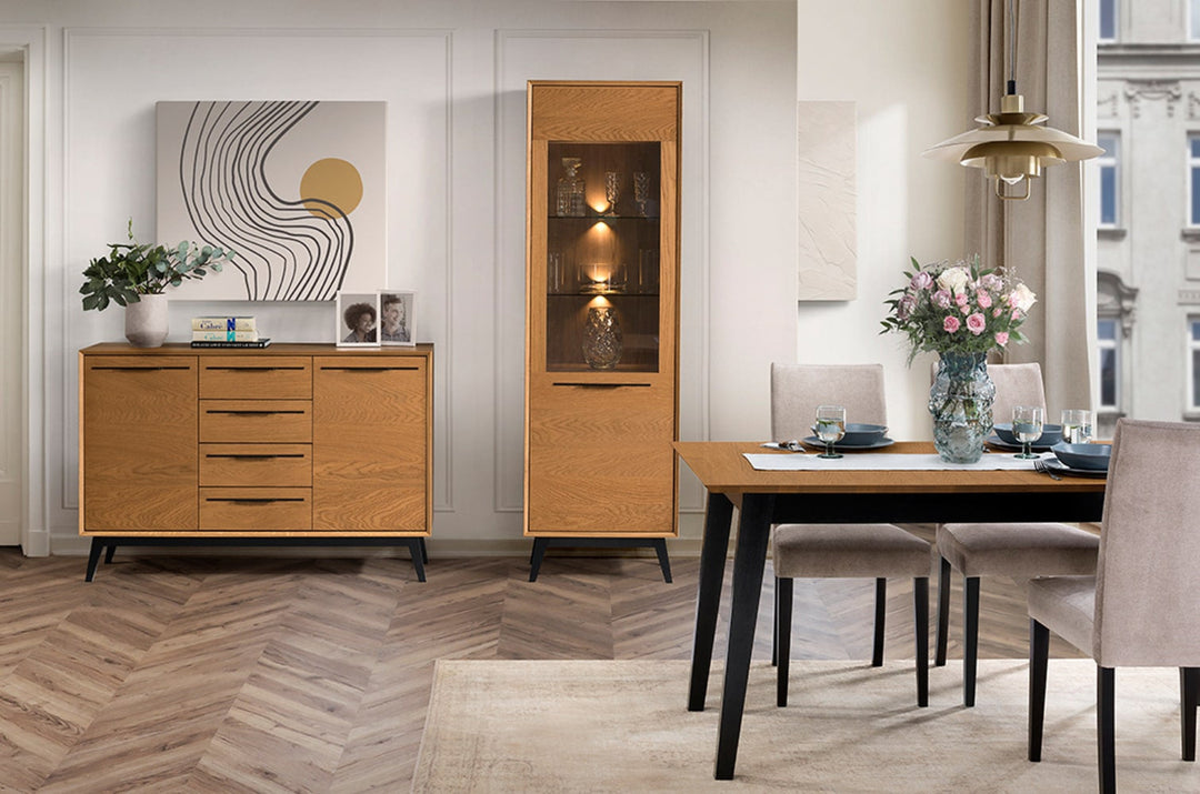 Ausziehbarer Esstisch in Honigeiche LAZURE 40, 160-240×85×76 cm | VESKOR