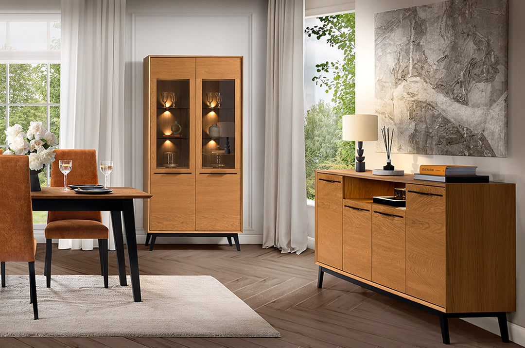 Honig-Eiche Vitrine LAZURE 12, 95×42×195 cm | VESKOR