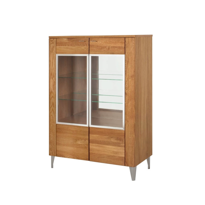 VESKOR Vitrine aus massiver Eiche aus der Kollektion Latina Nordischer Schrank mit modernem Design 