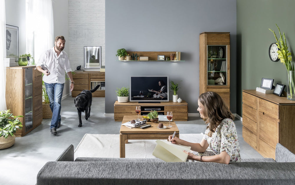 VESKOR Möbel aus Eichenholz Montenegro, Vitrine, Sideboard, Kommode, Esstisch, Couchtisch, modernes, elegantes, nordisches Design